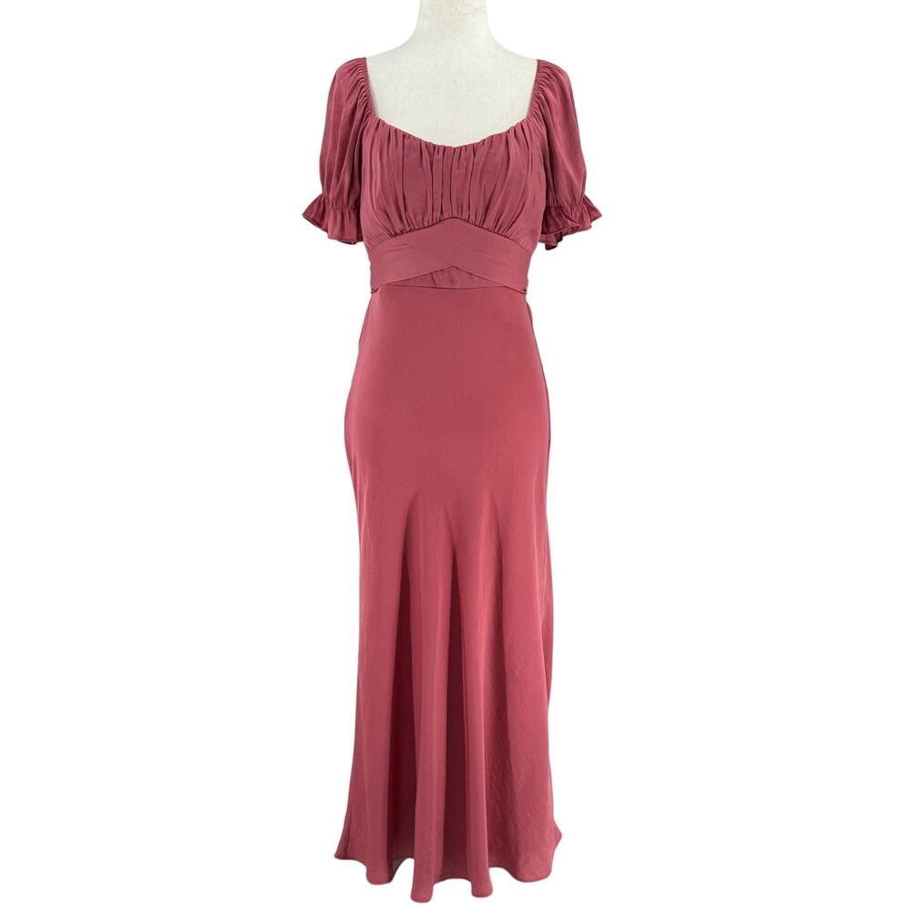 Y2K‎ Babydoll Dress Size S Pink Croquette Preppy Romantic Scoop Neck Midi Soft
